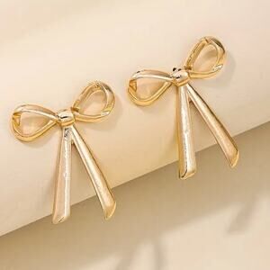 Gold Bow Stud Earrings